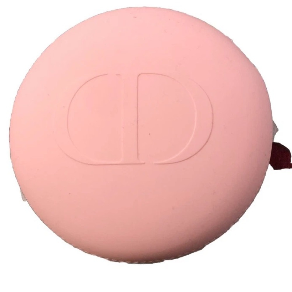 CHRISTIAN DIOR Soft Pink Round Silicone POUCH BAG Makeup Cosmetic NEW 6” D Zips
